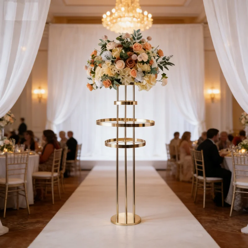 

2 шт. позолоченные свадебные подставки для цветов высотой 46 дюймов, центральное украшение для основного стола, для свадебных вечеринок и банкетов.