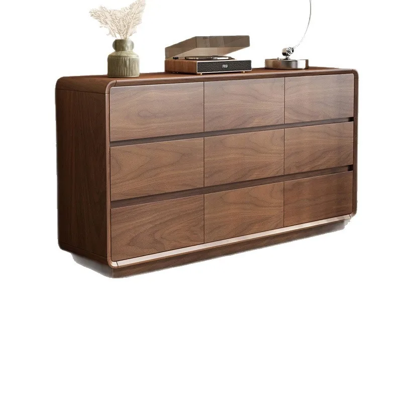 Solid wood cabinet 30cm ultra-thin medieval style storage cabinet bedroom bedside cabinet light luxury and high-end feeling