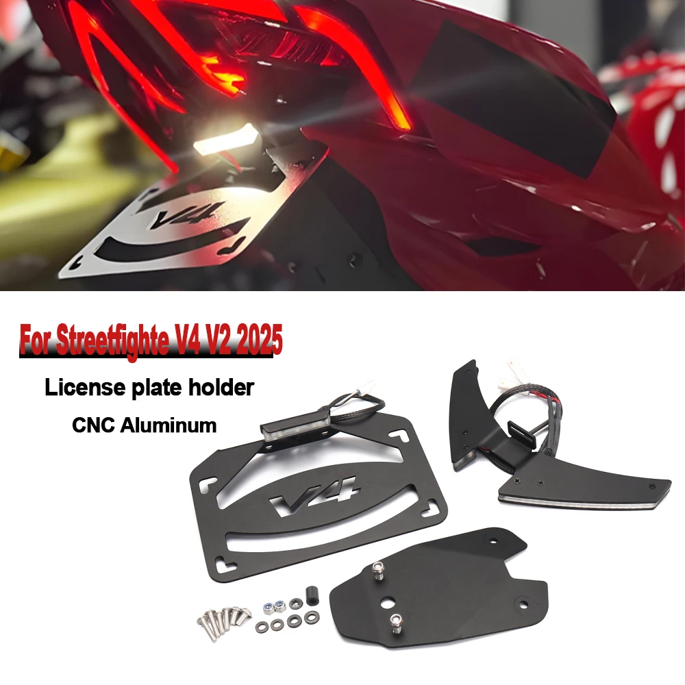 

Для мотоциклов Ducati Panigale V2 V4 V4S Streetfighter V4 V2 2025: Комплект кронштейнов для крепления светодиодного номерного знака и аксессуаров на заднюю часть мотоцикла