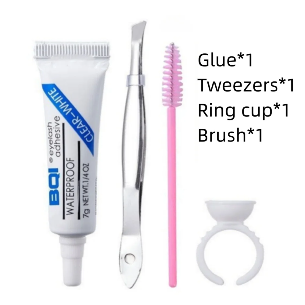 Eyelash Glue Ring Cup Micro Brush Set Waterproof Lasting Strong False Eye Lash Glue Adhesive Professional Makeup Beauty Tools