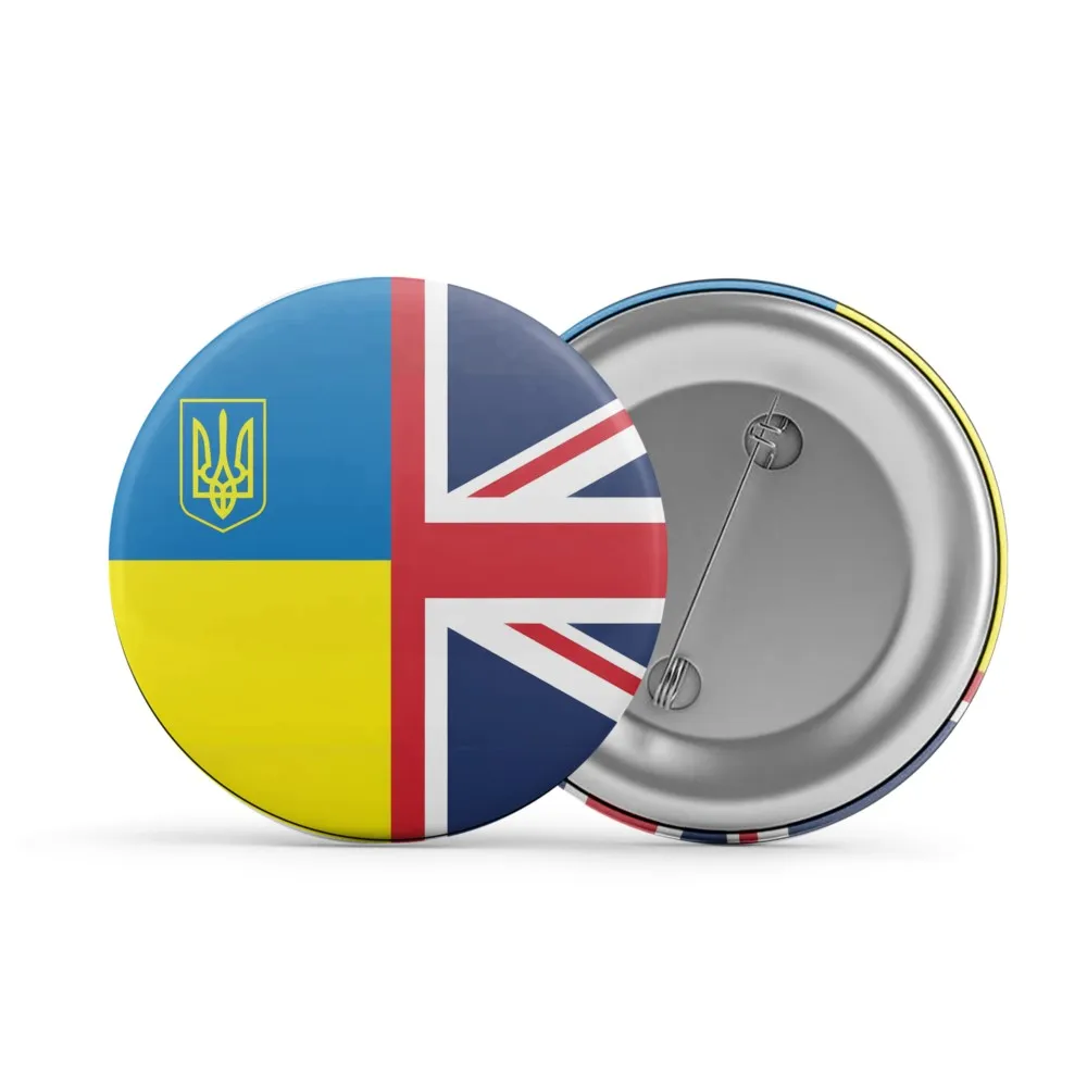Support Custom  Ukrainian and Great Britain Flag United Kingdom Ukraine Brooch Badge Backpack Accessories  HZ-299