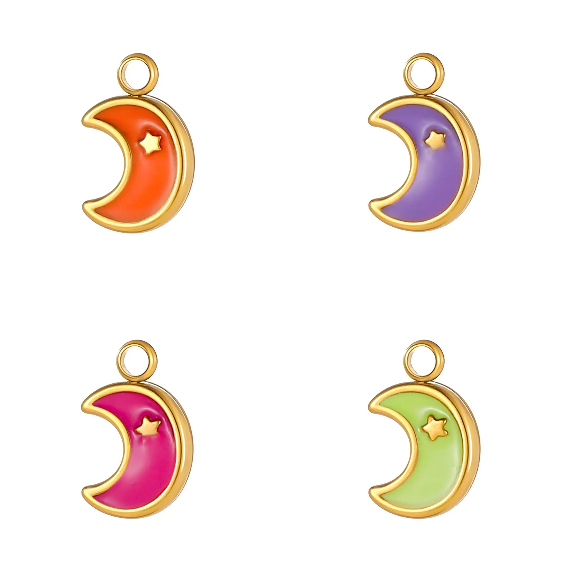 

CARLIDANA Enamel Stainless Steel Moon Pendant Fashion Jewelry Oil Drop Charms Making Supplies Necklace Bracelet Accessories