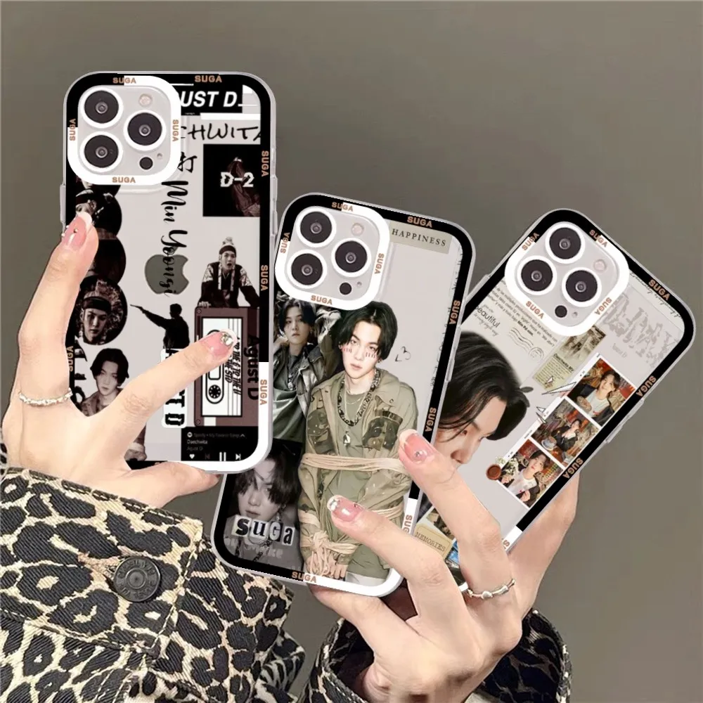 K-KPOP-P A-Agust Phone Case For iPhone 11 12 13 14 Mini Pro Max XR X XS TPU Clear Case