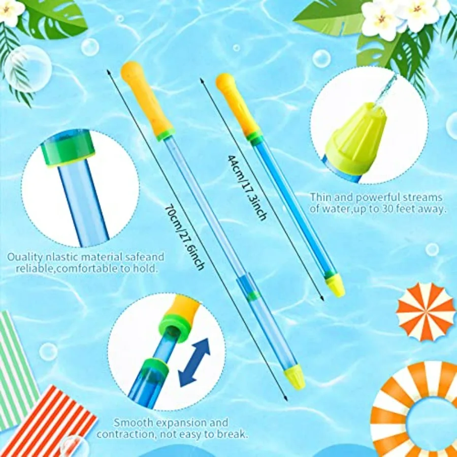 Beach and pool party game application, plastic material, multicolor, 36 pcs 17.3 crayon-shaped water guns with suction tube sho
