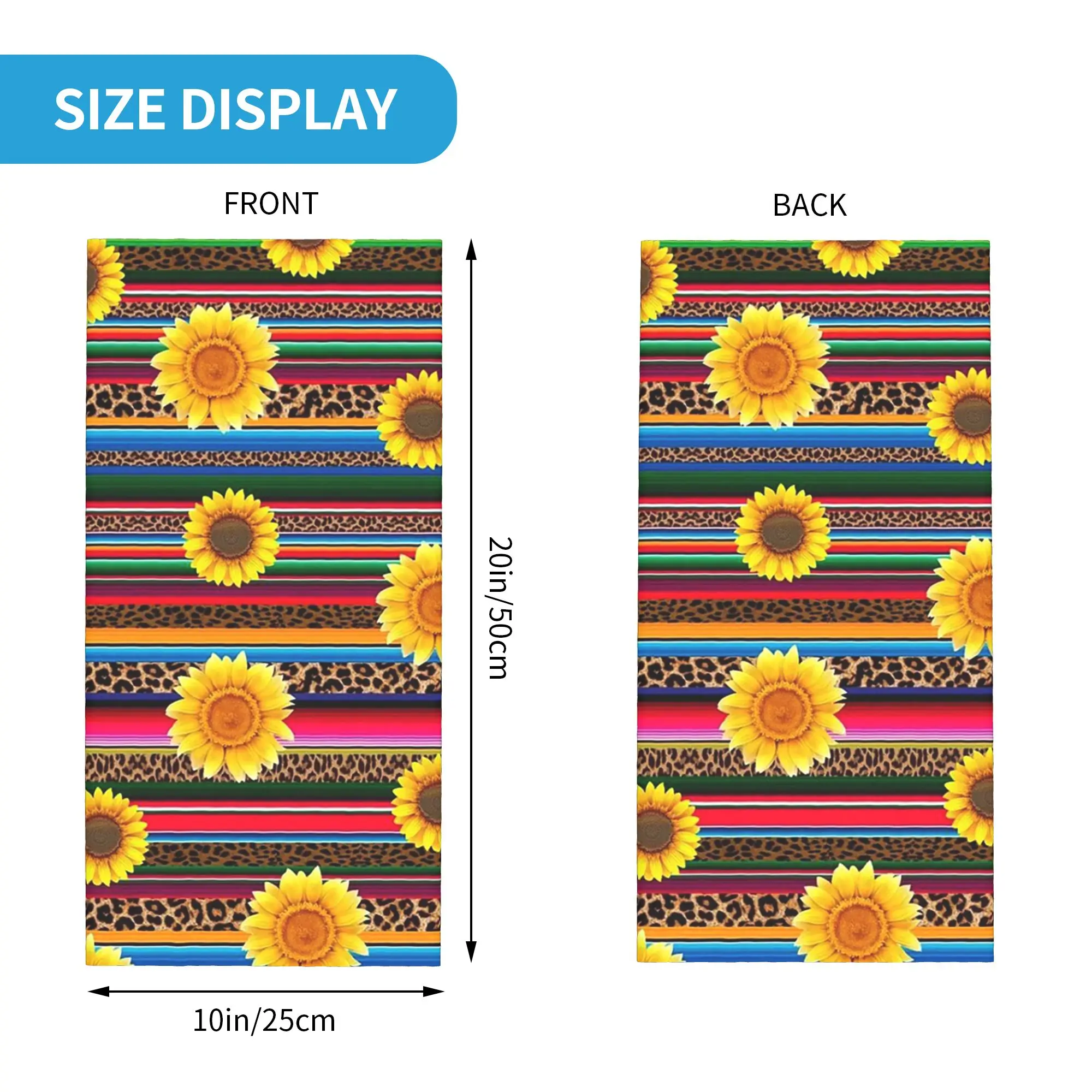 Mexican Serape Leopard Sunflower Striped Bandana Neck Gaiter Printed Mask Scarf Cycling Scarf Riding for Men Women Breathable