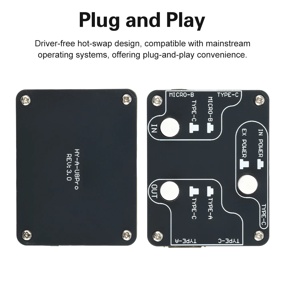 U8Pro USB 2.0 Isolator Black USB High-Speed Isolator Isolation Module 480Mbps Audio Noise Reduction Filter