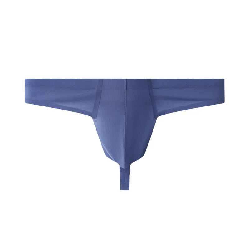 Men Low Waist Single Strap Thong Ice Silk One Piece Seamless Quick Dry Breathable Sexy T-back Male Underwear