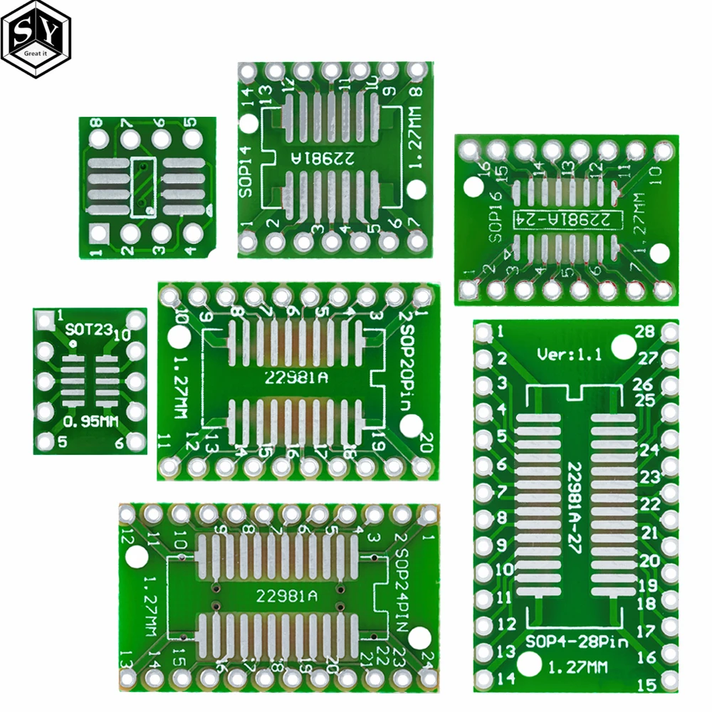 10PCS PCB Board Kit SMD Turn To DIP Adapter Converter Plate SOP MSOP SSOP TSSOP SOT23 8 10 14 16 20 28 SMT To DIP