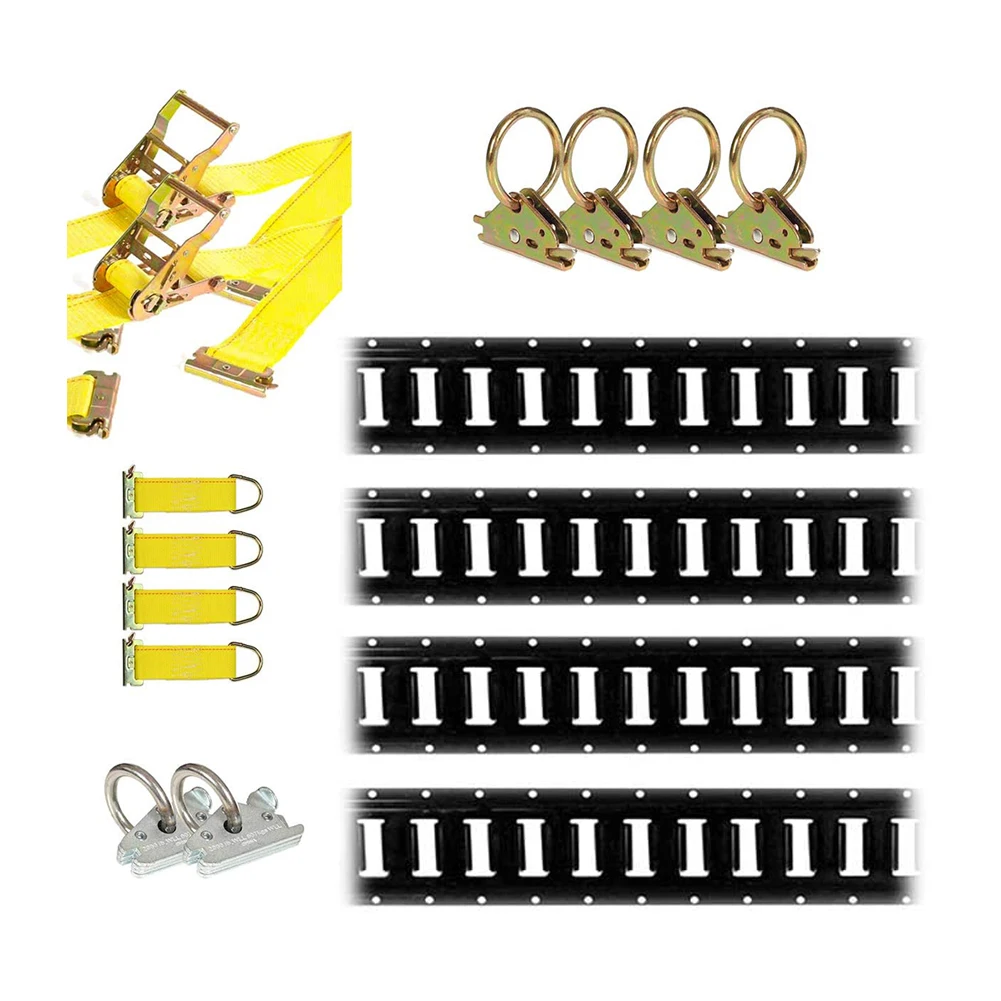 

HPDMC Black 5' Horizontal E Track Tie-down Rail Kit Accessories Basic Tie-down Kit 16 Pieces