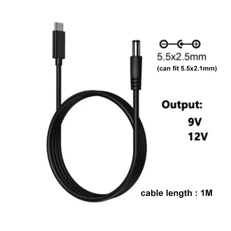 9V/12V 3A USB C Type-C to DC 5.5x2.5mm PD deception line DP 65W fast charging Cablle DC Power Cord Converter Adapters u