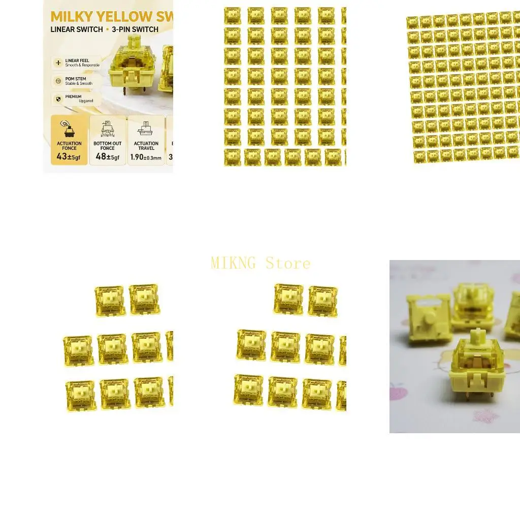 10/30/50/100Pcs Yellow Housing Linear Keyboard Switches Soft Press Replacement Best Sale
