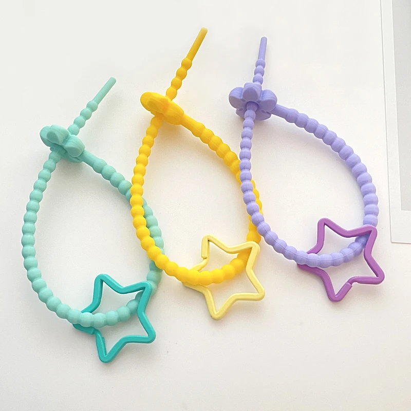 Cute Candy Color Silicone Ties Keychain Star Key Ring Exquisite Lanyard Strap Key Chains For Car Keys Shool Bag Pendant Gifts