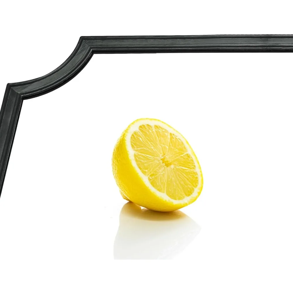 Wellenförmiger, rechteckiger schwarzer Wandspiegel, 40,6 x 50,8 cm, für kleine Badezimmer-Waschtisch, Flur und Schlafzimmer, dekorativer Spiegel