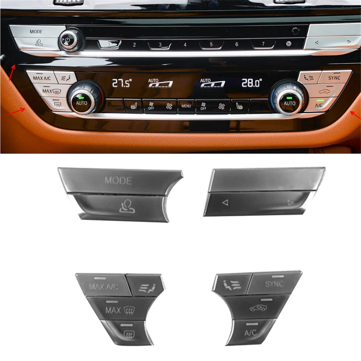 Car Console Dashboard Air Conditioning Control Push Button Cover 61319495846 for BMW 5 6 7 Series G30 G38 G11 G12 G32,B