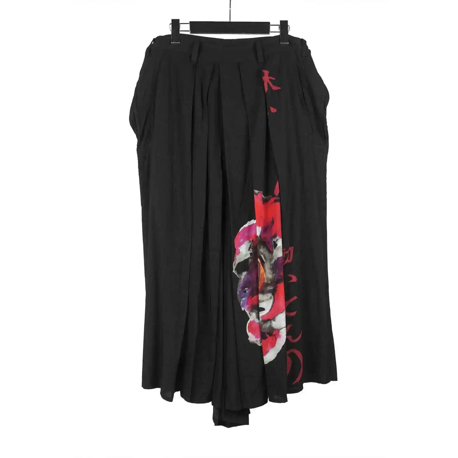 

TOP-YAMOTO японский оригинальный дизайн, темно-нишевые свободные черные плиссированные брюки с принтом