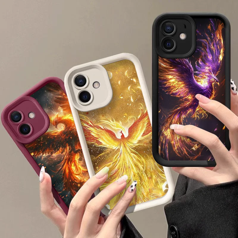 

Aesthetic Golden Phoenix Fire Pattern Phone Case for Xiaomi Redmi Note 15 14 13 12 11 Pro Plus 11T 15C 14C 13C 12C 5G Soft Cover