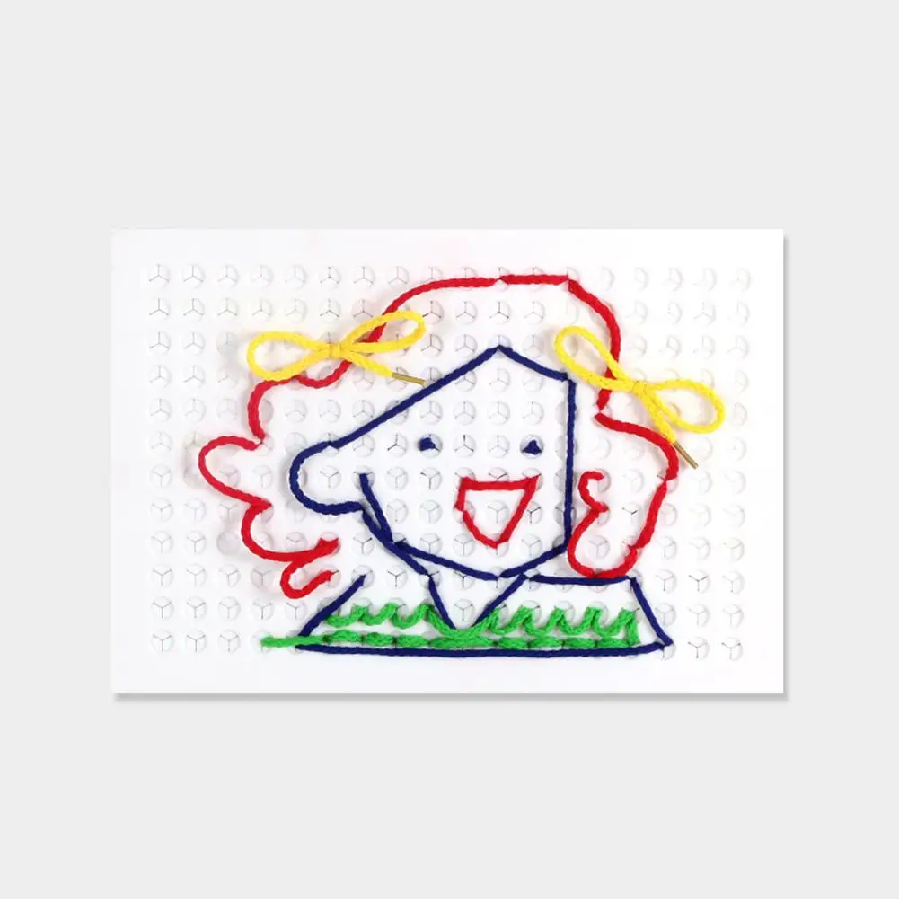 Bambini fatti a mano fai da te bordo da infilare giocattolo da infilare corda colorata corda puzzle giocattoli fai da te punto griglia disegno con penne punto griglia