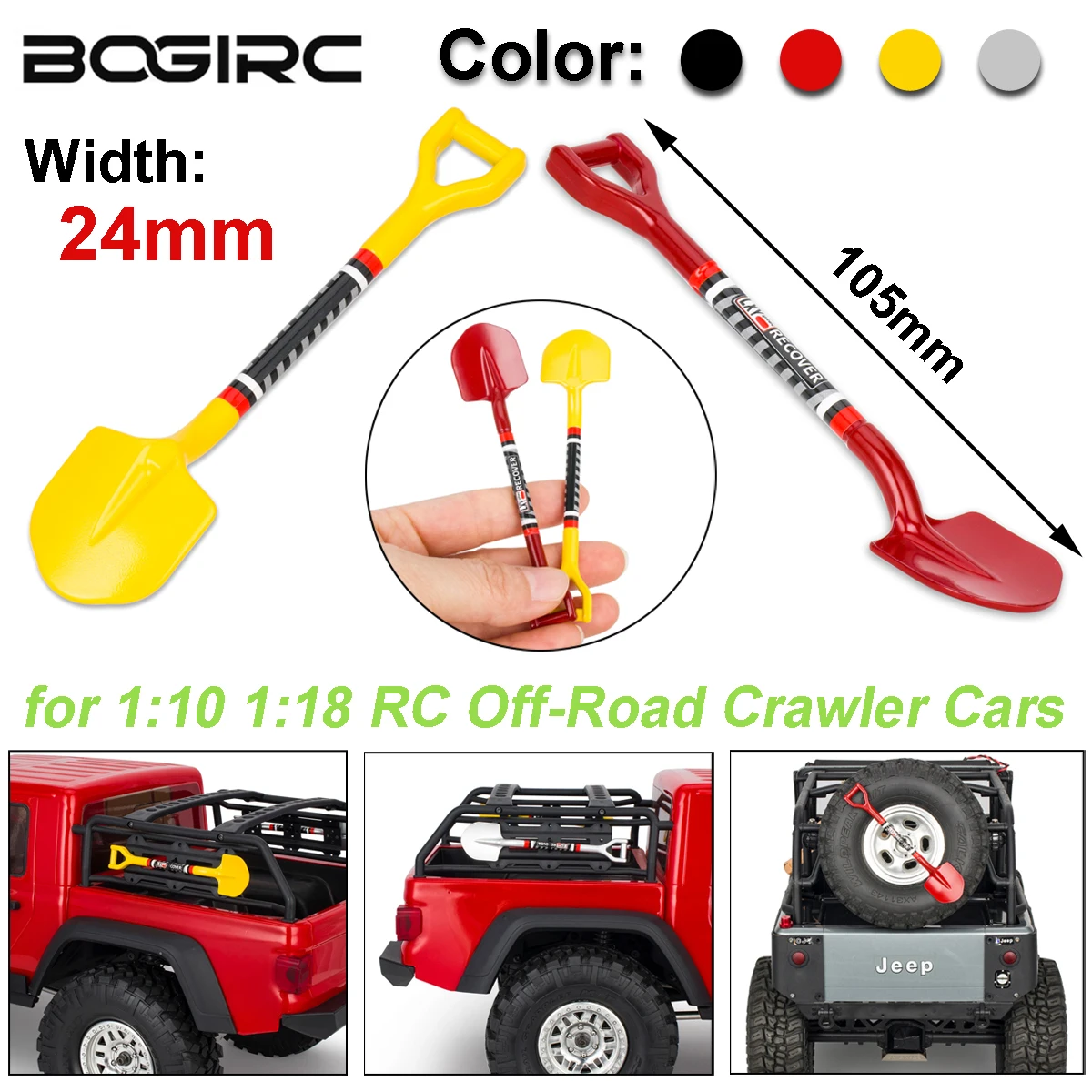 BOGIRC ミニメタルシャベルアクセサリー 105x24mm 1:10 1:18 SCX10 TRX4 タミヤ アキシャル トラクサス D90 レッドキャット RC オフロードクローラーカー用
