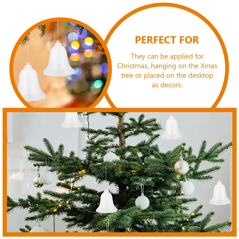 

12Pcs Clear Fillable Bell Shape Ball Candy Box Transparent Plastic Ornament for Xmas Decoration Party Hanging Decor Crafts