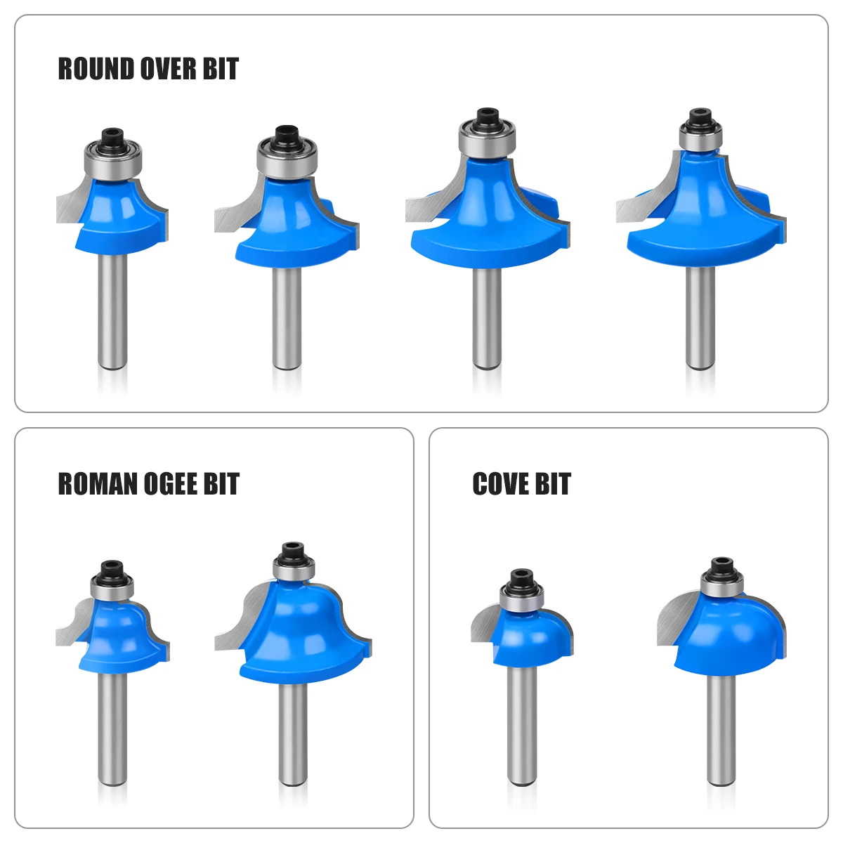 Imagem -05 - Shank Tungsten Carbide Router Bit Grupo Madeira Carpintaria Cortador Aparar Faca Formando Moagem Caixa de Madeira 6.35 mm 35 Pcs
