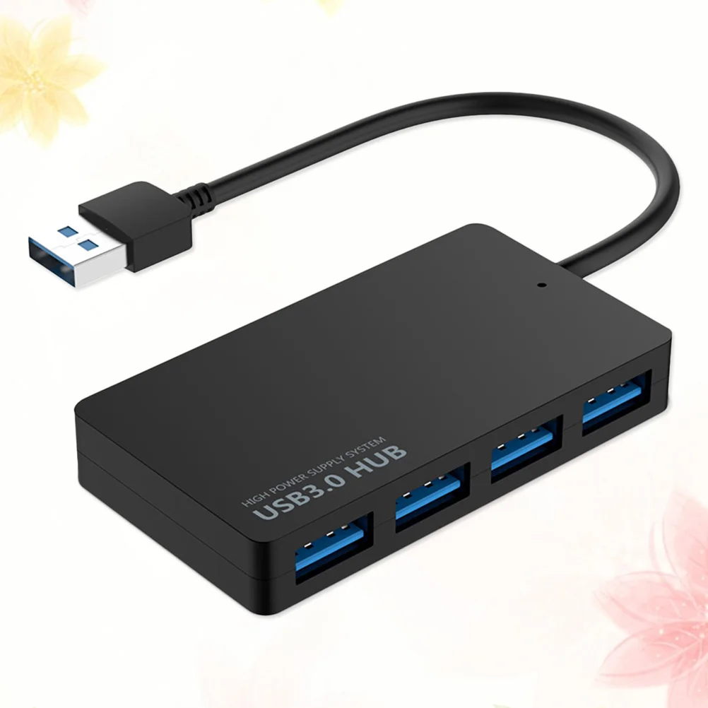4 Port USB 3.0 Hub High Speed Data Expansion Hub for Laptop Desktop Tablet Plug and Play with LED Indicator Black