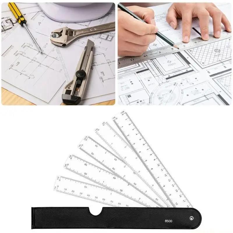 Folding Engineering Ruler Fan Shaped Scale Ruler for Architecture Quilting