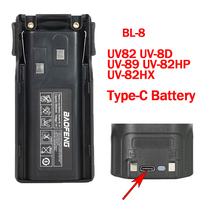 Baofeng UV82 USB/TypeC Battery BL-8 for Walkie Talkie UV-8D UV-89 UV-82HP UV-82HX UV-82 Plus Rechargable Battery