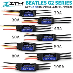 ZTW 32-Bit Brushless ESC Beatles G2 20A/30A/40A/50A/60A/80A/100A 2-6S SBEC 5V/6V 8A regolatore di velocità elettronico per aereo RC