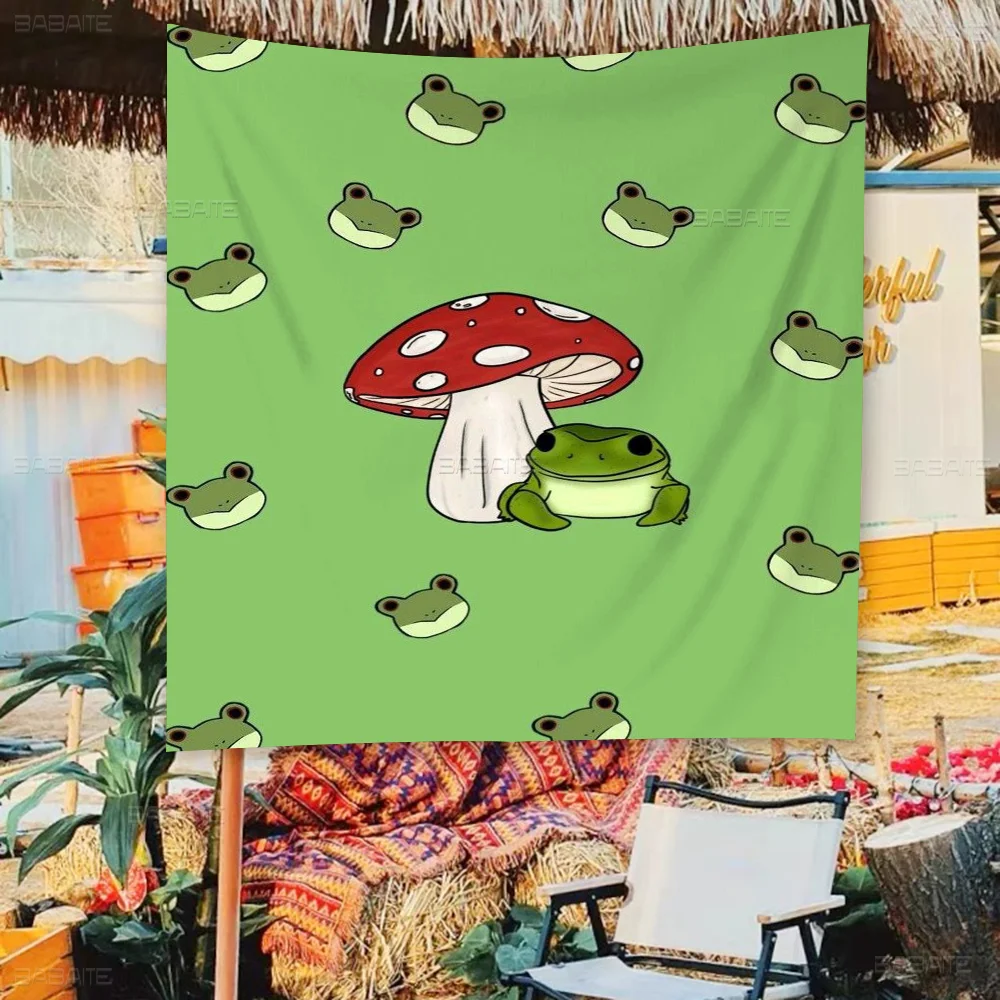 Cute Mushroom Frog Retro Flags Multiple Choice Living Studio Booth Interior Decoration Banner