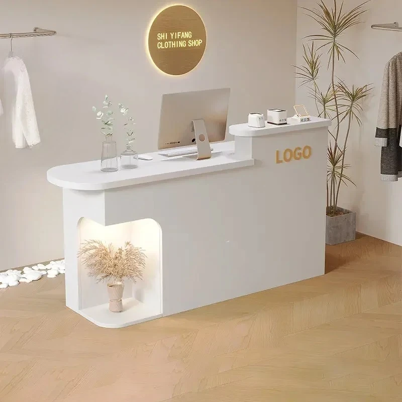 &Contemporary Minimalist Reception Counter Desk Commercial Light Luxury for Clothing Store Beauty Shop Small Business Office