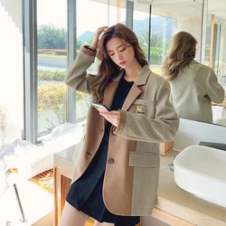 Thousand Birds Plaid Blazer Jacket Women Spring Autumn 2024 casual Luxury office Blazer Female Fashion Loose Splicing Suit Coats