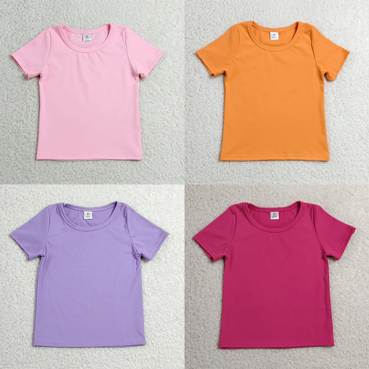 Summer Clothes Sibling Baby Girl Sold Colors Short Sleeve Yoga Active Wear T-shirts Top Kids Toddler Boutique Children Clothing