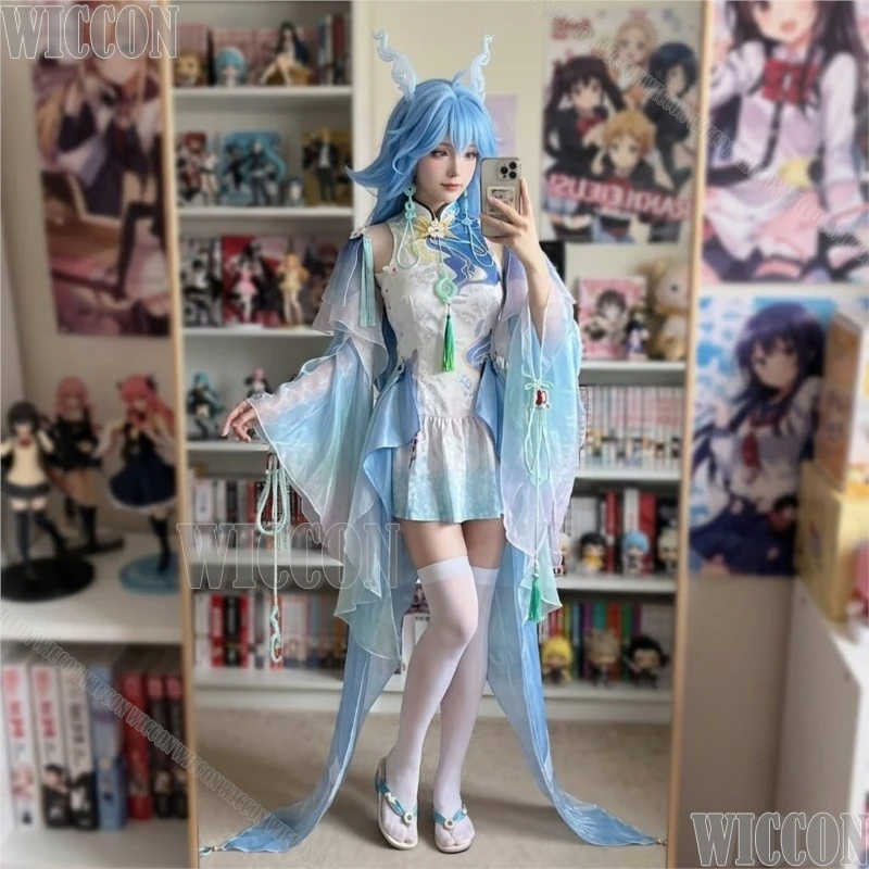 Wuthering Waves Qingxiao Hair Ornament Earrings Cosplay Two Dimensional Game Costume For Comic Con Show Navidad Carnaval Event