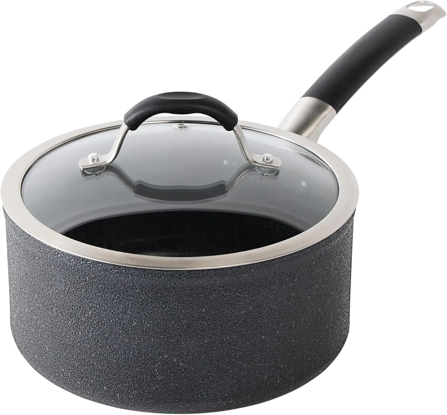 

3 Quart Non-Stick Saucepan with Lid, Oven Safe to 400°F, Dishwasher Safe Black Cookware for Everyday Kitchen Use