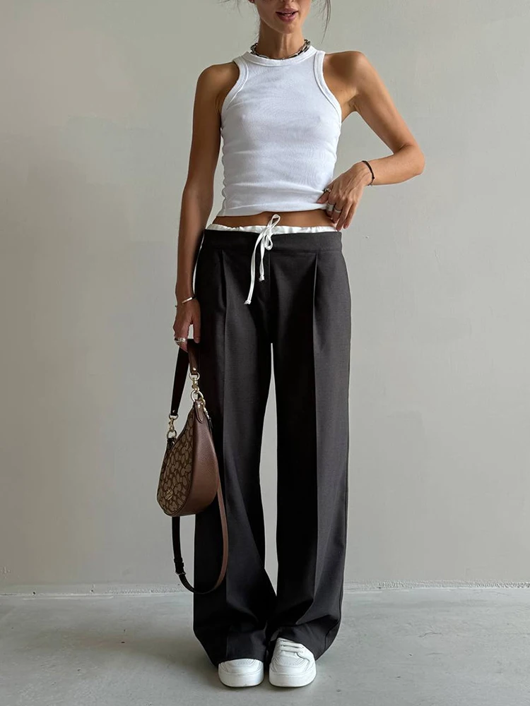 Mueyaruho 2025 Spring Summer Women Solid Office Trousers High Waist Loose Fit Pants Female