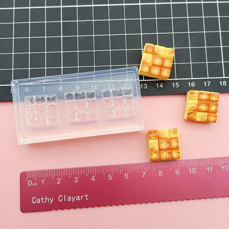 Mini Square caramel Cake Silicone Mold Polymer Soft Clay Doll House Dessert Cake Ultra light Clay  DIY craft DIY molds