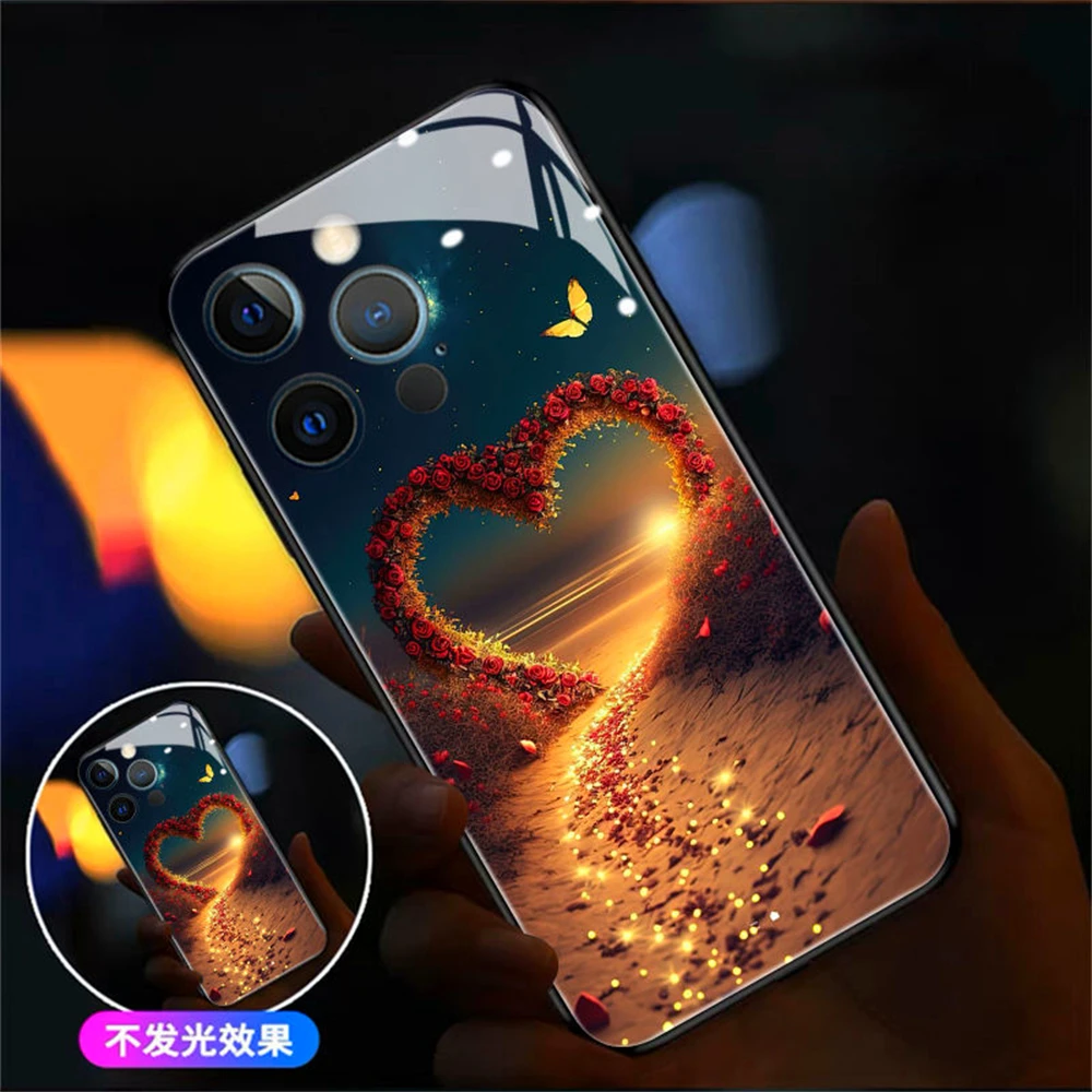 

Любовь Венок Музыка Интеллектуальное Управление Светодиодом Мигающий Светящийся Чехол Для Телефона Для iPhone 16 E 15 14 13 12 11 Pro Max XR XS Plus