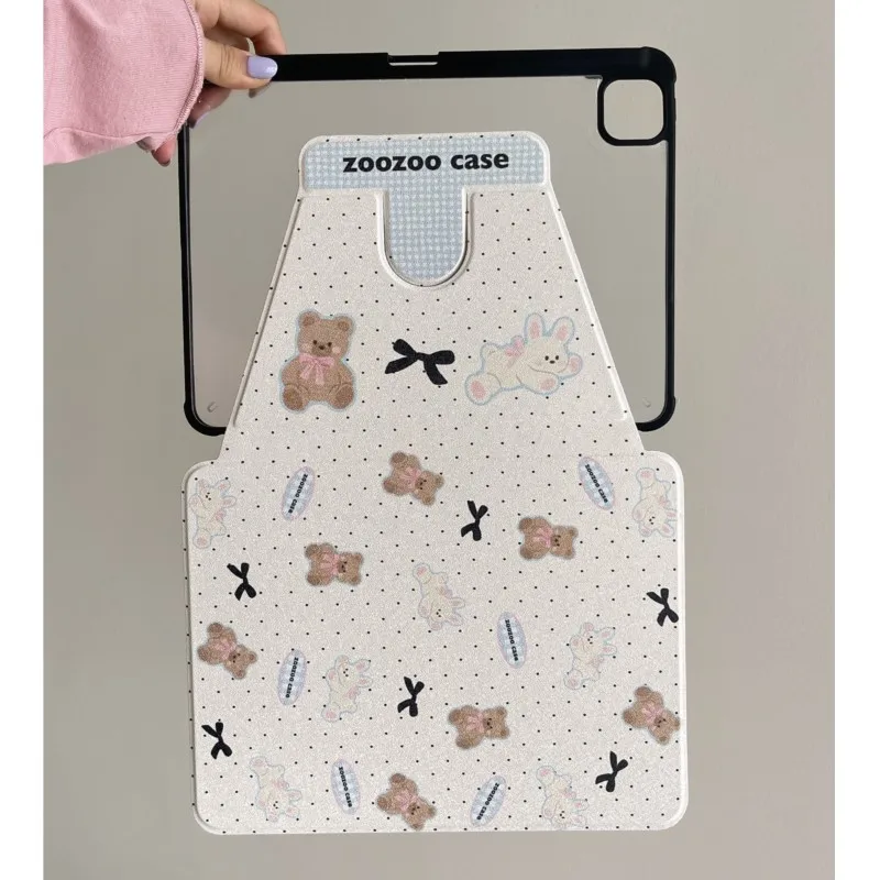 

Kawaii Teddy Bear Design Case for iPad Air6/7 Pro 11/13/12.9in 2018 2020 2021 2022 2024 2025 For Magnetic Stand Protective Cover