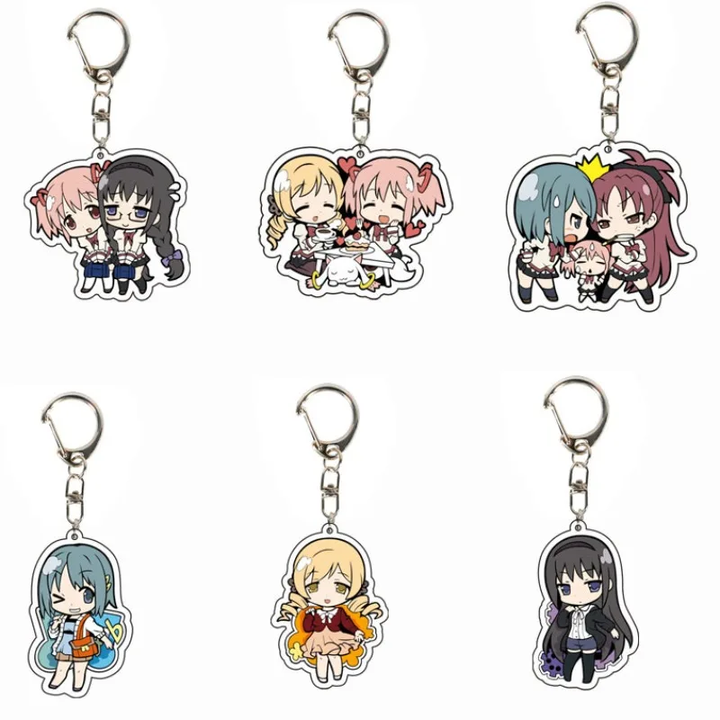 Брелок для ключей в стиле аниме Magic Girls Madoka Magica Kaname Akemi Homura Miki Sayaka Tomoe Mami Kyoko, брелок для ключей для фанатов, подарки, ювелирные изделия Брелок для ключей в стиле аниме Magic Girls Madoka Magica Kaname Akemi Homura Miki Sayaka Tomoe Mami Kyoko, брелок для ключей для фанатов, подарки, ювелирные изделия