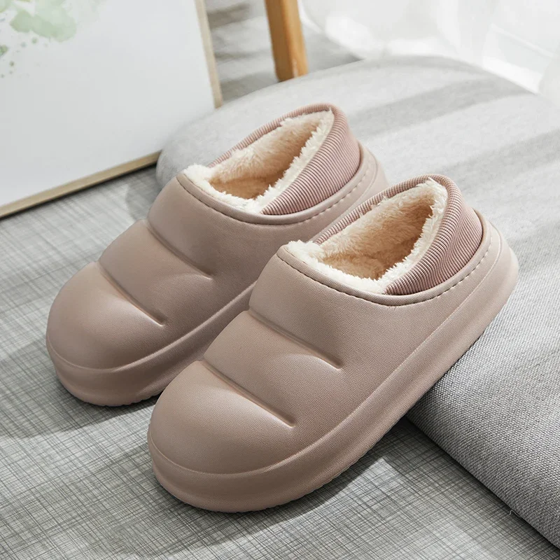 Home Cotton Shoes Men and Women Winter Slippers Fur Slippers Warm Fuzzy Plush Garden Clogs Mules Slippers Indoor Couple Slippers