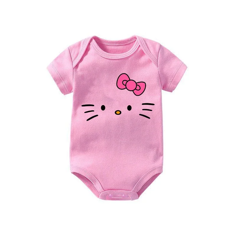 Sanrio Newborn Romper New Hello Kitty Kuromi Cinnamoroll Baby Crawling Clothes Anime Cute Expression Bodysuits Costume Kids Gift