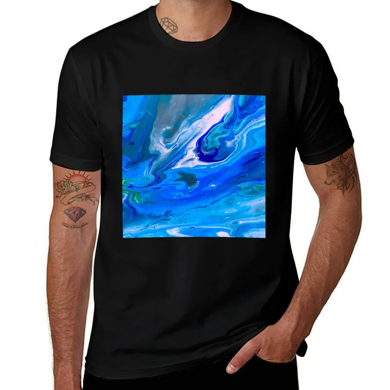 

Wave Pool T-Shirt summer top luxury designer korean fashion t shirt men 100℅ cotton