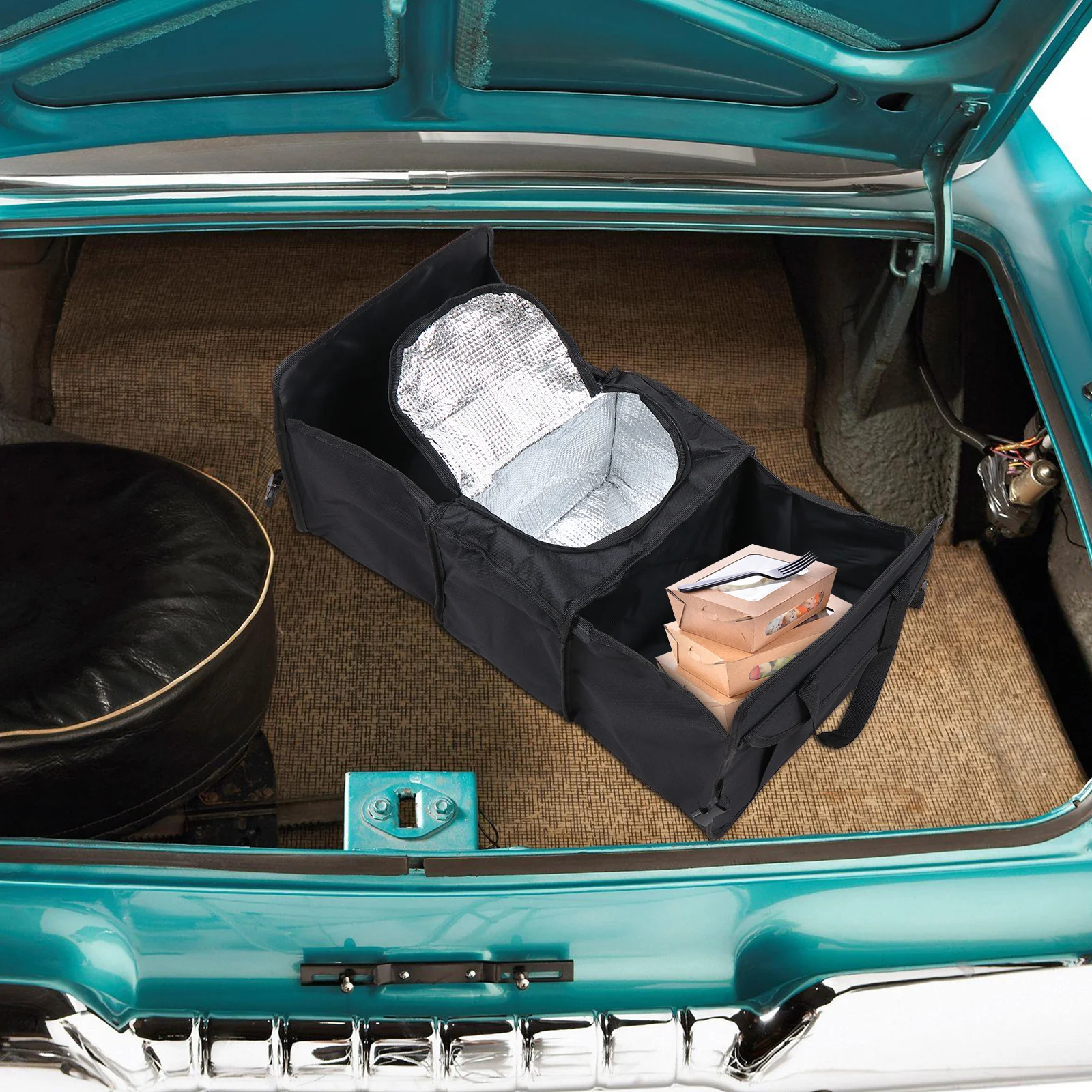 

Car Trunk Storage Organizer Heavy Duty Oxford Fabric Foldable Container for Vehicle Boot Multipurpose Storage Case Snacks Drinks