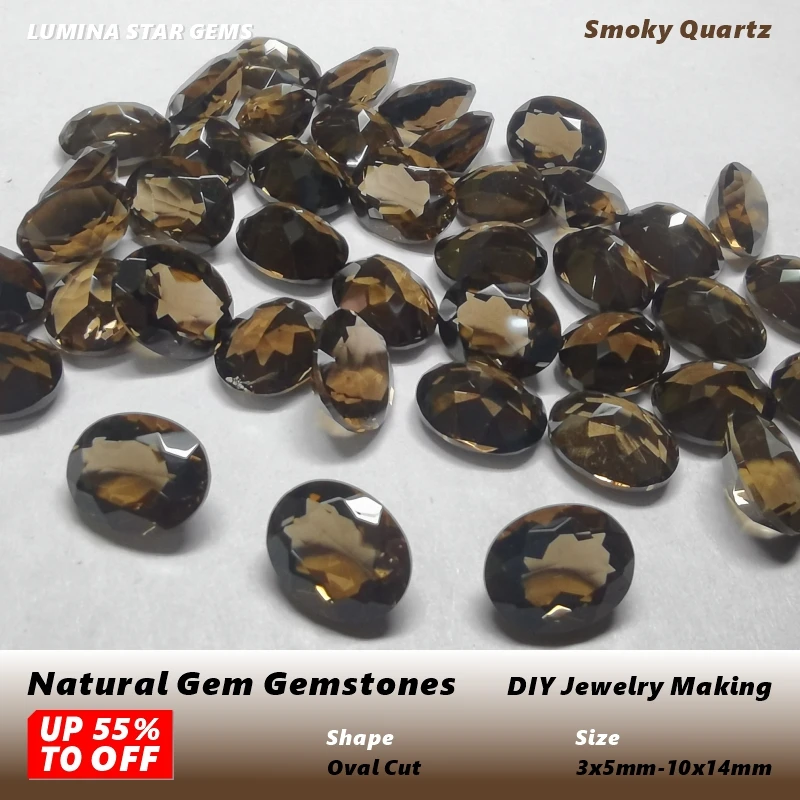 Natural Gem Gemstones Smoky Quartz Natural Loose Gemstone Oval Shape Size 3x4~10x14mm For DIY Jewelry Making
