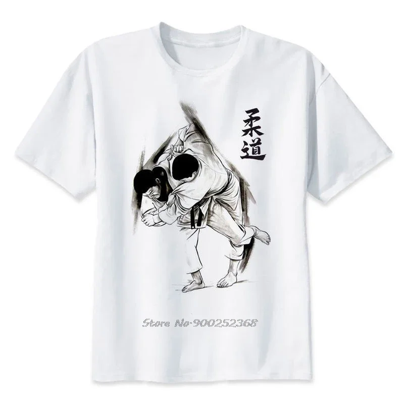 Judo T-shirt Men Summer Custom Print Tshirt Anime T Shirt Brand Clothing White Color Tops Tees Guys Punk Designer Streetwear