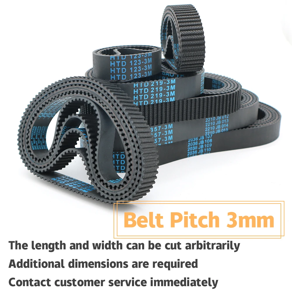 HTD 3M Belt Width 6 10 15 20mm Timing Belt Closed Loop Rubber Belt Length 258mm~408mm Pitch 3mm 86~136Teeth Synchronous Belt 3M
