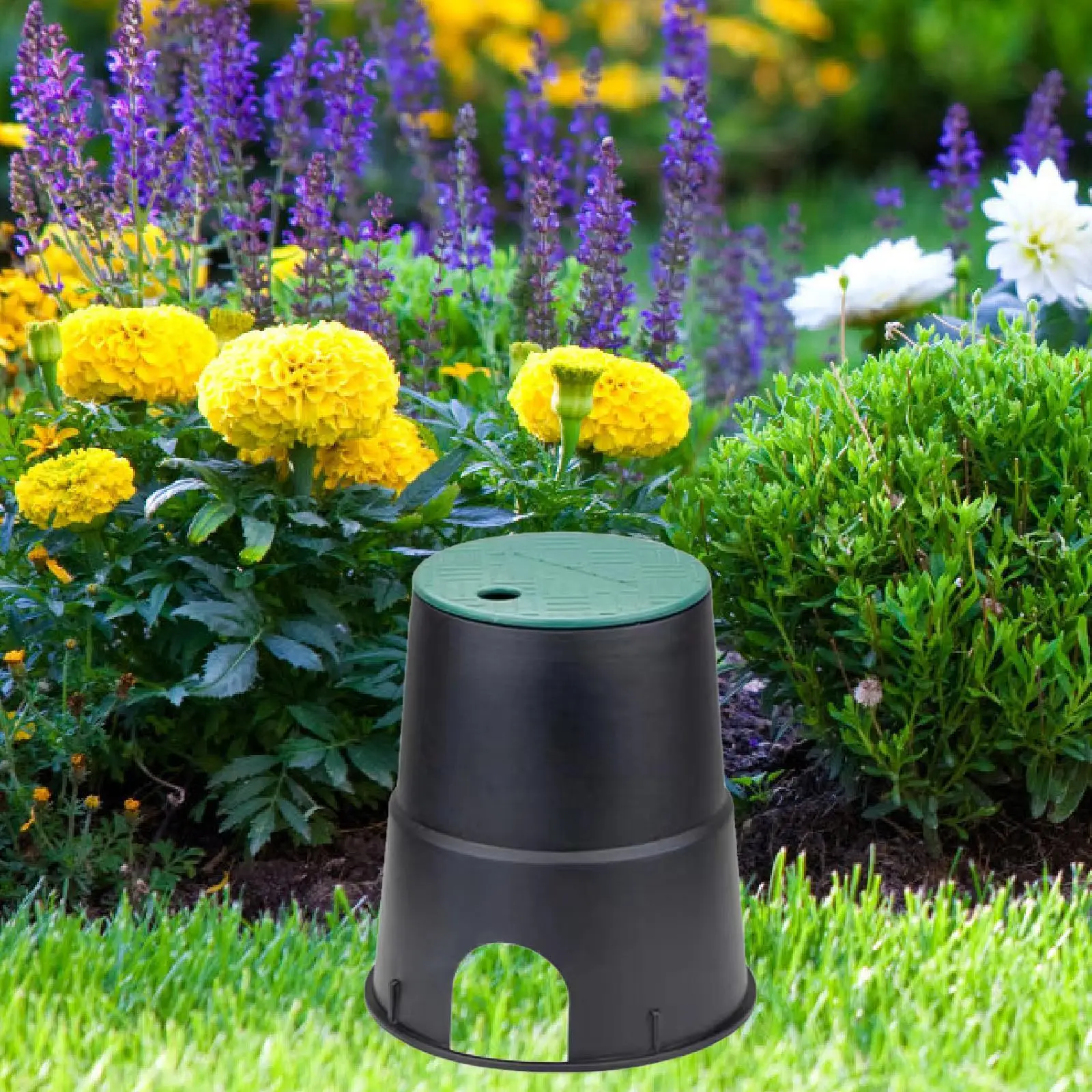 Irrigation Valve Box Outdoor Sturdy Plastic Sprinkler Valve Case with Cover for Lawn Garden Farm Ground