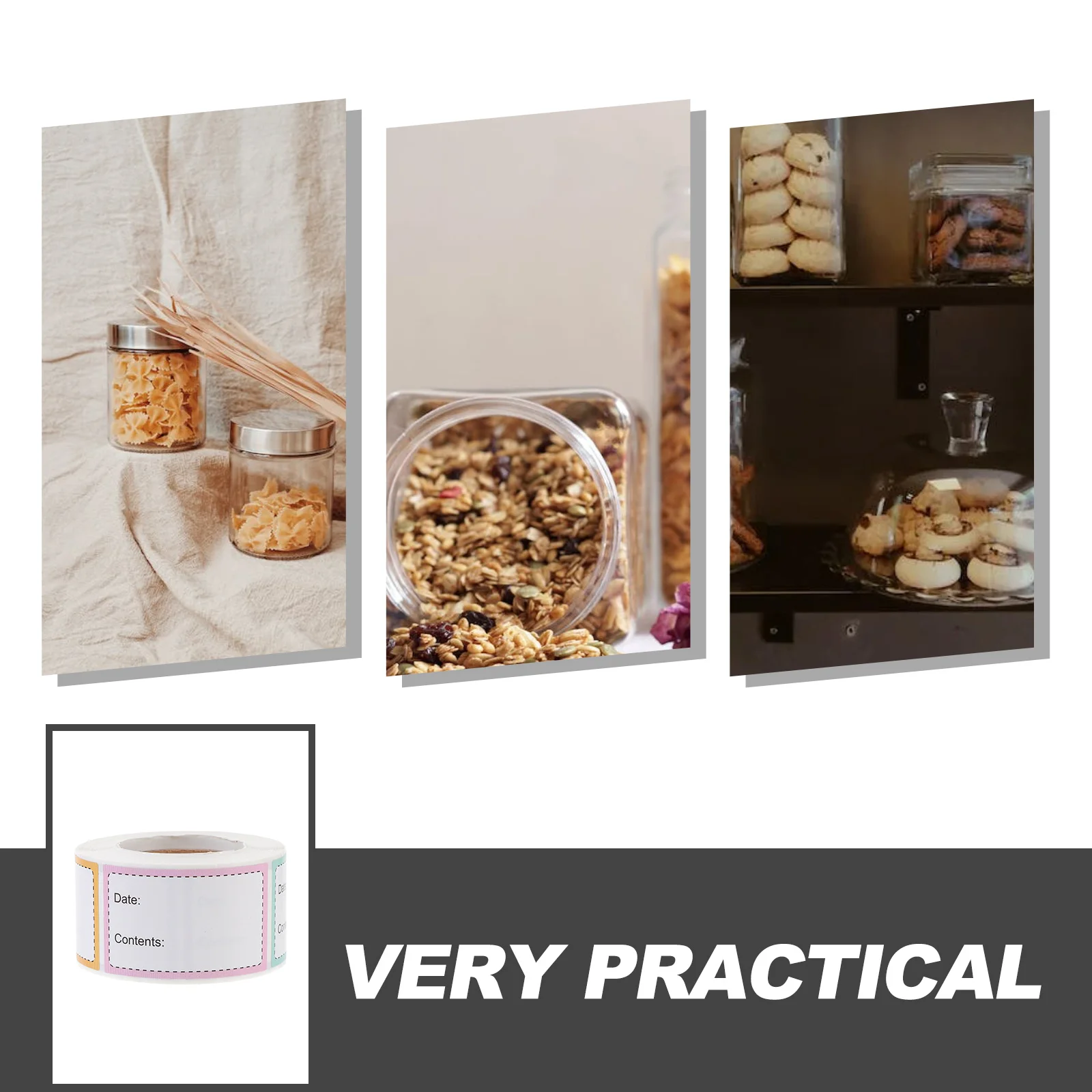 2 Rolls Removable Food Container Labels Adhesive Stickers Freezer Storage Jars Date Record Labels for Food Containers