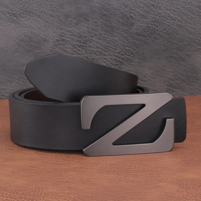 High Quality big Z letter Buckle fancy designer luxury brand 3.8cm belts fashion genuine leather youth jeans cintos masculinos