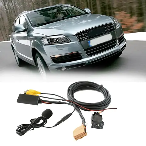 12V MMI 2G 자동차 블루투스 AUX 케이블 어댑터 음악 오디오 마이크 Q7 A6 A8 2006-2008 J523 AV1 AV2 모드 전용